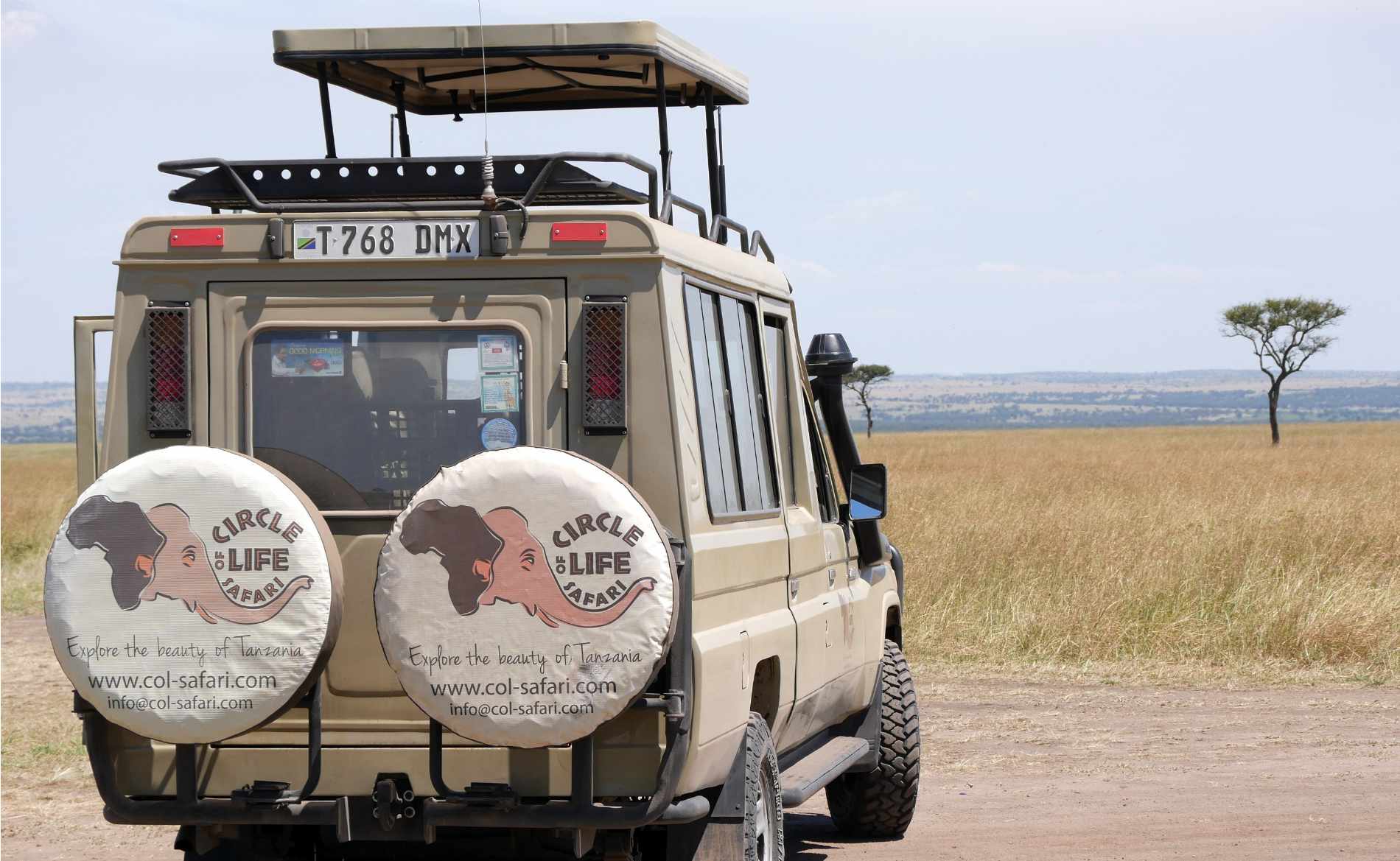 Safariauto mit Ausblick in der Serengeti